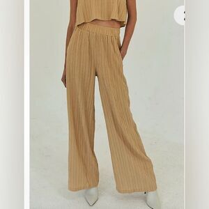 The Range Tan Gauze Wide Leg Pants Size M NWT Elastic Waist